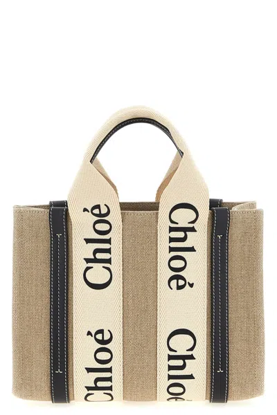 Chloé Small Woody Canvas Top Handle Bag In Multi