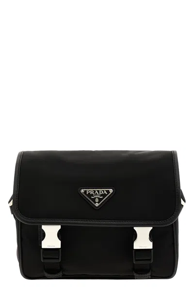 Prada Black Re-nylon Logo Messenger Bag