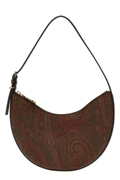 Etro Hobo M Brown Paisley Fabric Shoulder Bag In Brown