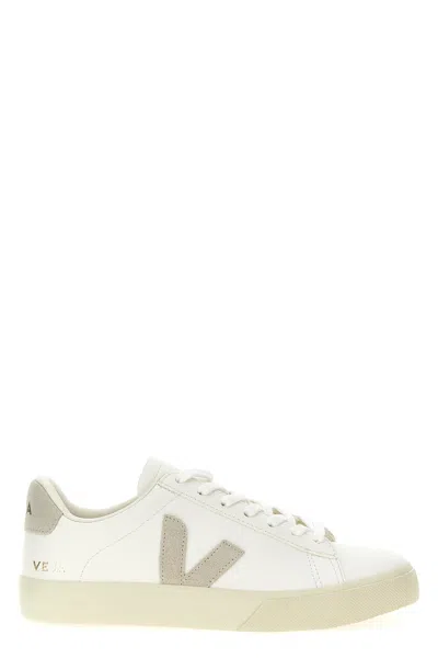 Veja Campo Leather White Natural Sneakers In Gray