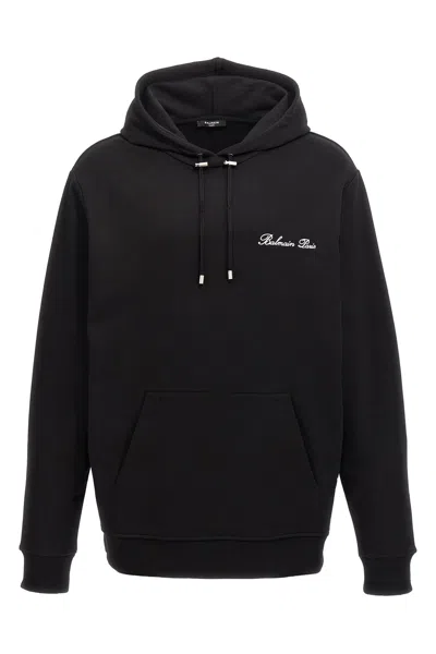 Balmain Signature Hooded Sweatshirt In Black