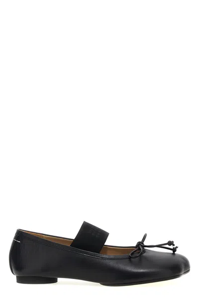 Mm6 Maison Margiela Mm6 By Maison Margiela Tabi Split-toe Ballet Flats With Elastic Strap In Black