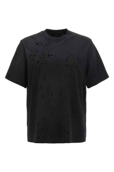Amiri Shotgun Logo-print Distressed T-shirt In Black