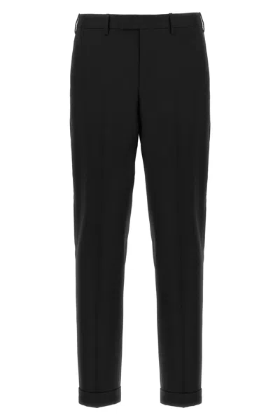 Pt Torino Trousers Tailored Cuffed Hem In Black