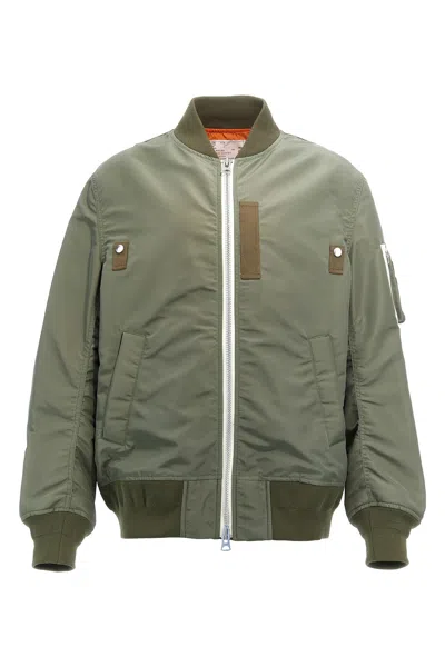 Sacai Khaki Nylon Twill Blouson Bomber Jacket In Green
