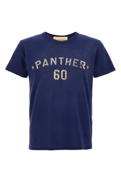 Valentino Panther Graphic Print Crew Neck T-shirt In Blue