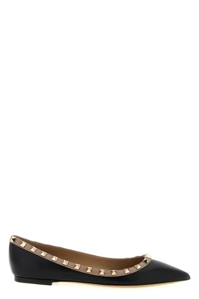 Valentino Rockstud-embellished Ballerina Shoes In Black