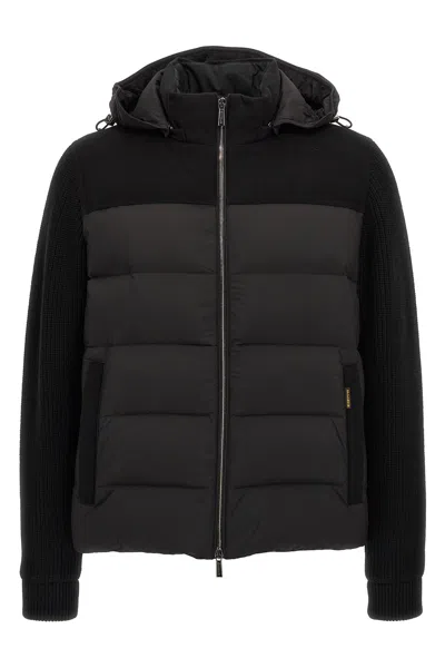 Moorer Zip-up Jacket With Hood In Black