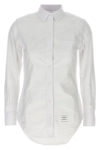 Thom Browne Classic Button-down Shirt With Crisp Collar And Curved Hem In Neutral