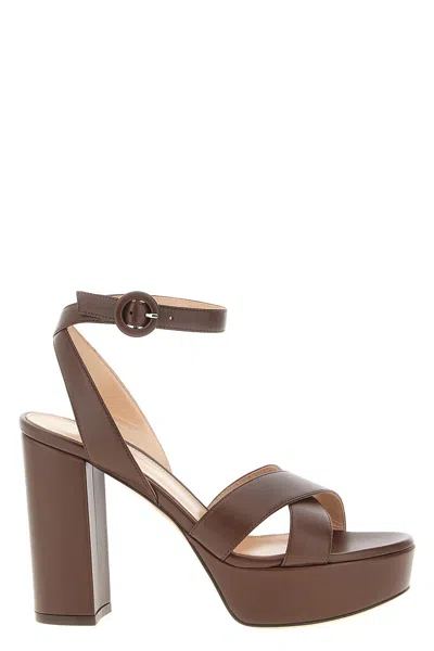 Gianvito Rossi "sabrina" Open Toe Platform Sandals In Brown