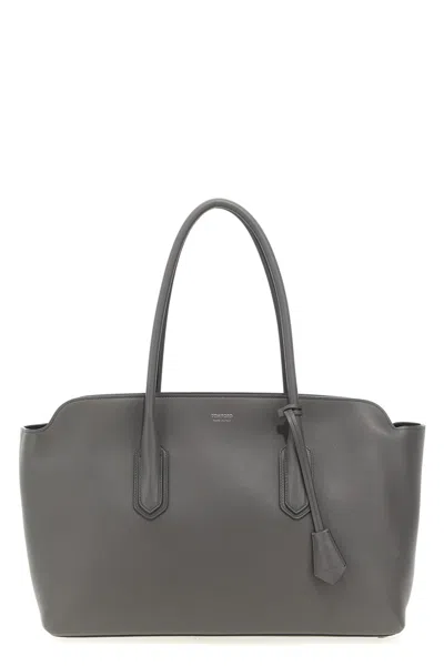 Tom Ford Structured Top Handle Shoulder Bag In Gray