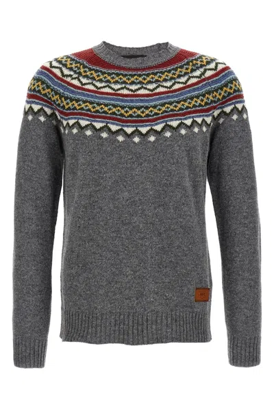 Dsquared2 Wool Sweater With Geometric Pattern In Multi