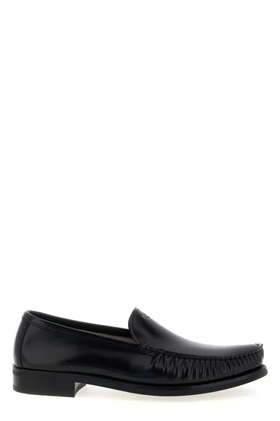 Prada Brushed Leather Loafers Shoes In Black