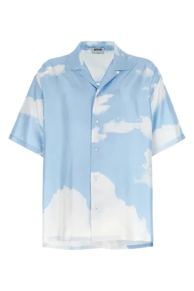 Moschino Cloud Print Silk Shirt In Blue