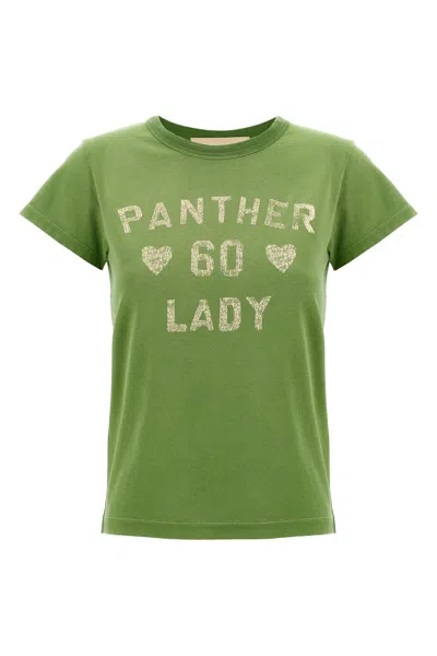 Valentino Panther Lady T-shirt In Green