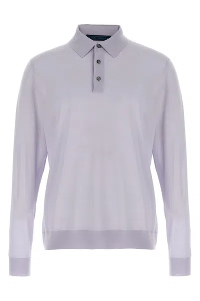 Kiton Ribbed Cuffs And Hem Polo Shirt In Purple