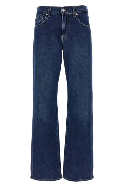7 For All Mankind Wide Leg Denim Jeans In Blue