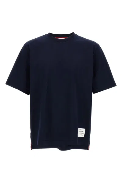 Thom Browne Navy Blue Medium Weight Cotton Jersey T-shirt In Blue