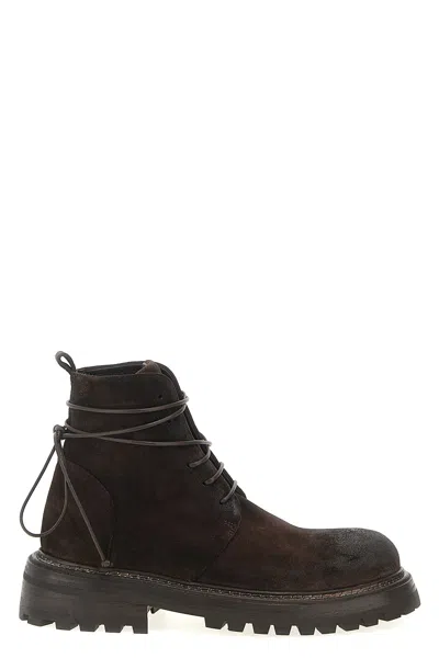 Marsèll Chunky Sole Combat Boots With Suede Finish In Brown
