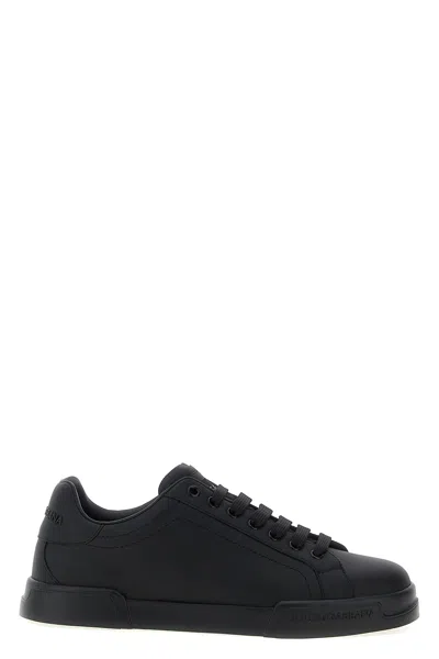 Dolce & Gabbana Leather Sneakers In Black