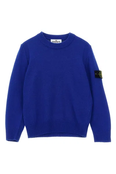 Stone Island Logo Badge Sweater In Blue