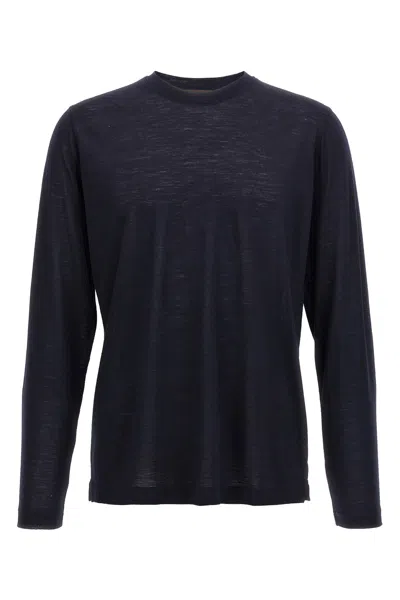 Zanone Wool Crew Neck Sweater In Blue