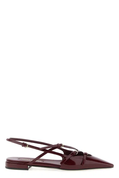 Miu Miu Buckle Flat Sandals In Burgundy