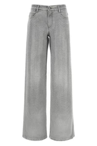 Ermanno Scervino Baggy Jeans With Embroidered Back Pockets In Gray