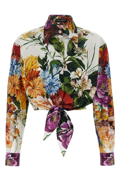 Dolce & Gabbana Floral Cotton Crop Shirt Dolce E Gabbana In Multi