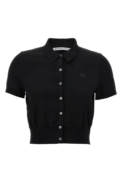 Alexander Wang T T By Alexander Wang Logo Patch Polo Shirt In Black
