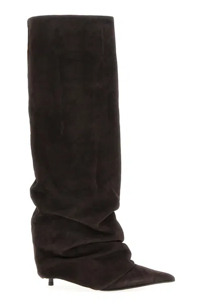 Le Silla 'andy' Knee Length Suede Slouchy Boots In Brown