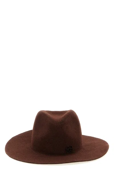 Ruslan Baginskiy Monogram-embellished Fedora Hat With Wide Brim In Brown