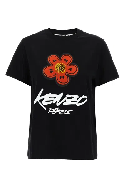 Kenzo Futura Graphic Print Boke Flower T-shirt In Black