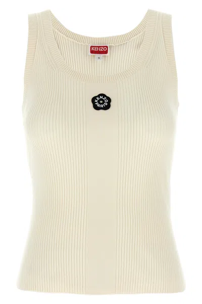 Kenzo White Viscose Polyester Tops In Neutral