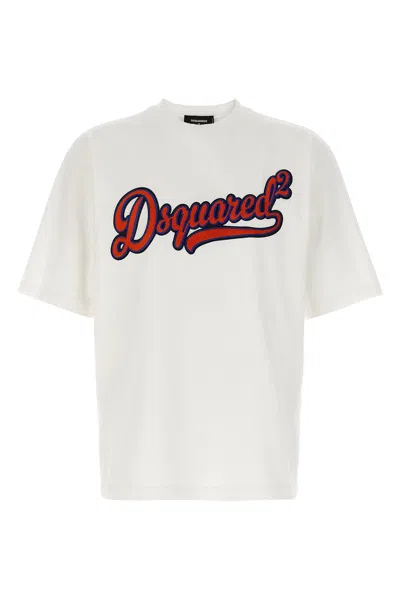 Dsquared2 Loose Fit Cotton Logo T-shirt In White