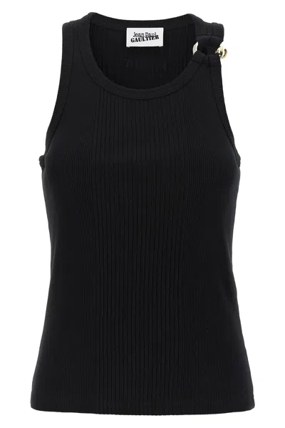 Jean Paul Gaultier Tank Top With Piercing In Black