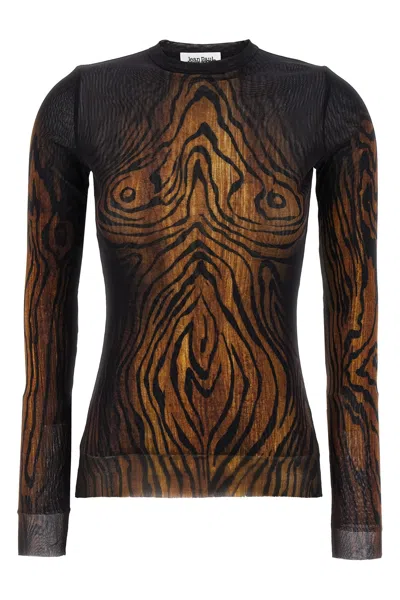 Jean Paul Gaultier Top The Wood In Tulle Stampato Donna In Multi