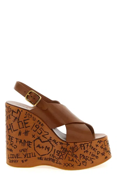 Chloé Maxime Brown Wedge Sandal In Brown