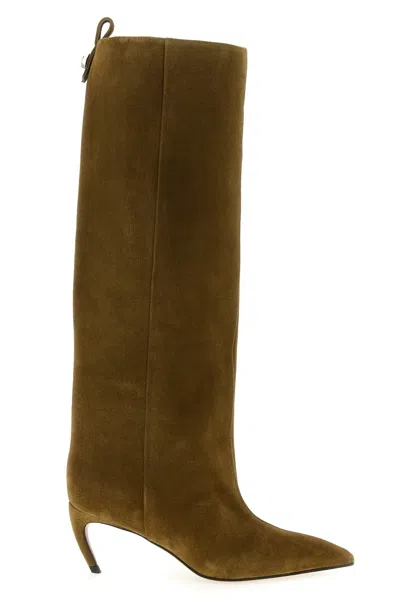 Attico Lea Military Green High Boot In Brown