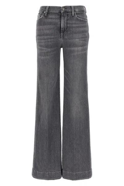 7 For All Mankind High-waist Flared Jeans With Classic Five-pocket Design In Gray