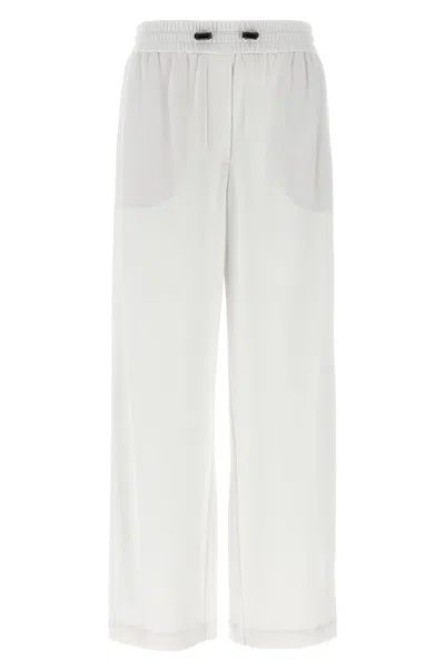 Brunello Cucinelli Cotton Joggers With Drawstring And Pockets In White