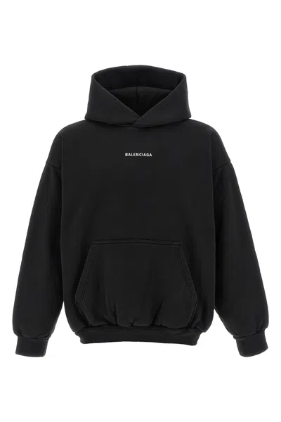 Balenciaga Relaxed-fit Cotton Hooded Sweatshirt With Design In Black