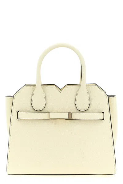 Valextra Structured Shoulder Bag With Detachable Strap In Neutral
