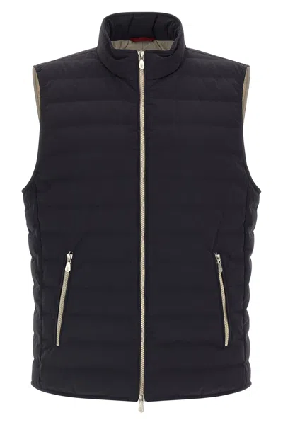 Brunello Cucinelli Nylon Blend Down Vest In Blue