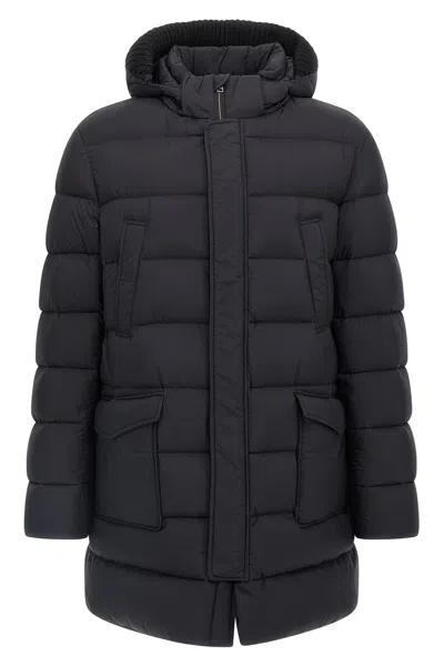Herno Long Down Jacket With Hood Jackets And Coats Grey In Black