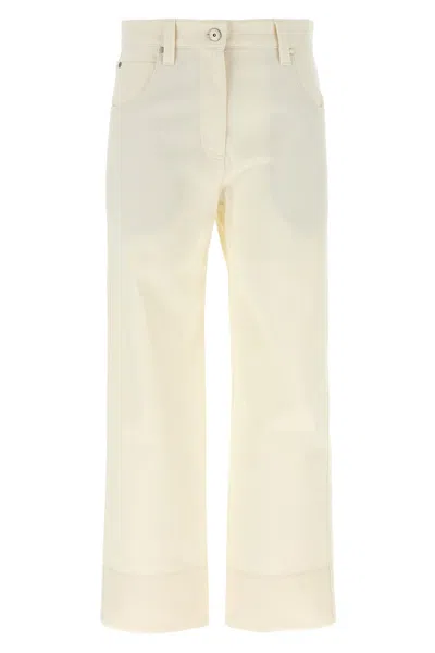 Brunello Cucinelli Crop Pants With Belt Loops And Pockets In Neutral