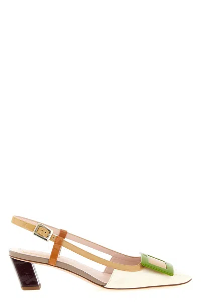 Roger Vivier Chic Block Heel Slingback Pump In Neutral