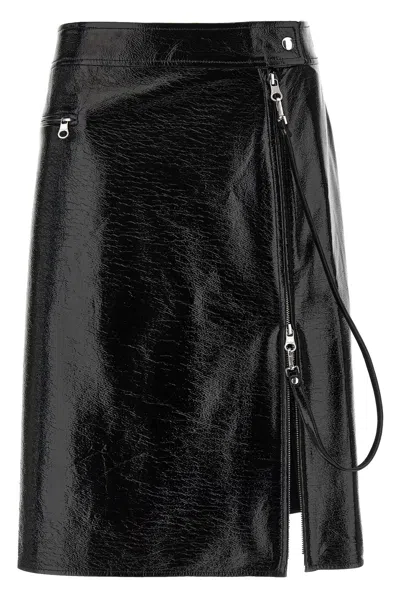 Courrèges Vinyl Skirt Featuring Zipper Accents In Black