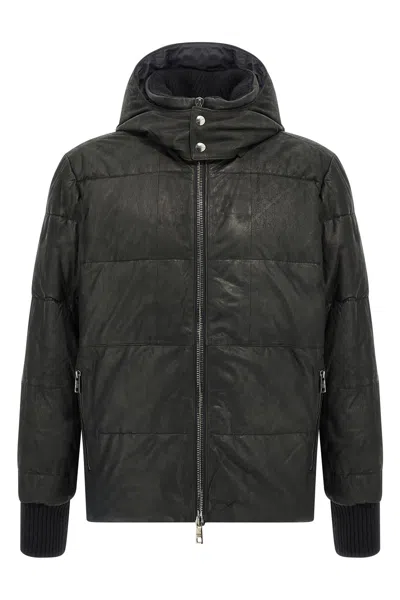 Giorgio Brato Removable Hood Down Jacket In Black
