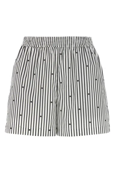 Rotate Birger Christensen Waistband Striped Logo Shorts Side Pockets In Gray